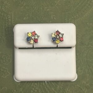 Multicolored 925 Silver Stud Earrings
